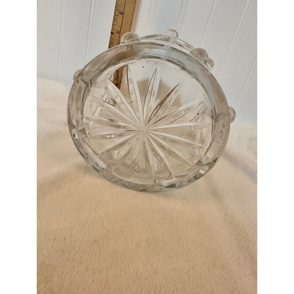 Teleflora Crystal Drum Vase Home Decor Clear Excellent Bohemian Lead Crystal Vtg